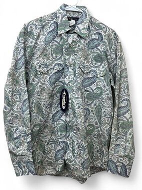 Mens Roper Western Pearl Paisley Print Shirt size Small